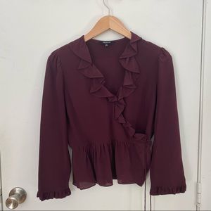SOLD. Madewell Silk Ruffle Wrap Top
